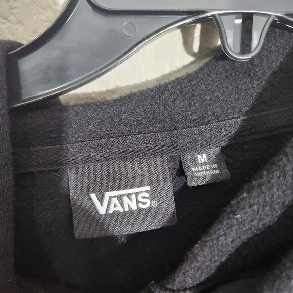 Vans Black Hoodie Medium Mens Skull & Flower Graphic Goth Skater - Picture 3 of 11